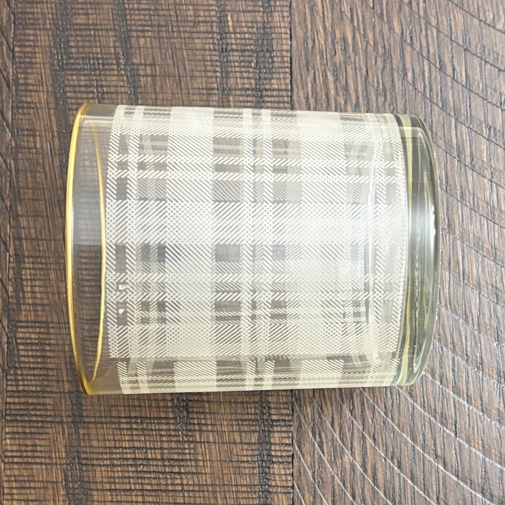 Plaid Patterned Glass with Gold Rim - Picture 4 of 5